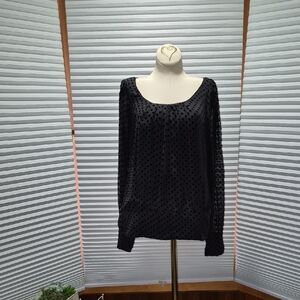 White House Black Market Black Swiss Dot Blouse